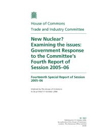 New nuclear? Examining the issues: Government response to the committee's fourth report of session 2005-06 (HC 1663 of session 2005-06)