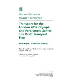 Transport for the London 2012 Olympic and Paralympic Games: the draft transport plan (HC 199 of session 2006-07)