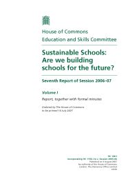 Sustainable schools: are we building for the future? (HC 140-I of session 2006-07)