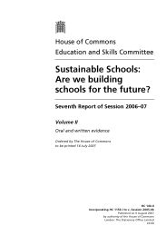 Sustainable schools: are we building for the future? (HC 140-II of session 2006-07)