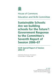 Sustainable schools: are we building schools for the future?: Government response to the Committee's seventh report of session 2006-07 (HC 1078 of session 2006-07)
