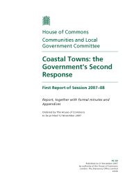 Coastal towns: the Government's second response (HC 69 of session 2007-08)
