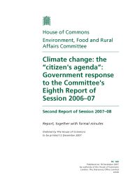 Climate change: the 'citizen's agenda': Government response to the Committee's eighth report of session 2006-07 (HC 189 of session 2007-08)