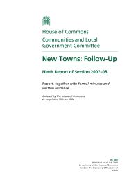 New towns: follow up (HC 889 of session 2007-08)