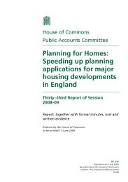 Planning for homes - speeding up planning applications for major housing developments in England (HC 236 of session 2008-09)