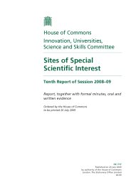 Sites of special scientific interest (HC 717 of session 2008-09)