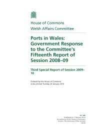 Ports in Wales: Government response to the Committee's fifteenth report of session 2008–09 (HC 308 of session 2009-10)