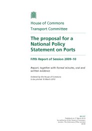 Proposal for a national policy statement on ports (HC 217 of session 2009-10)