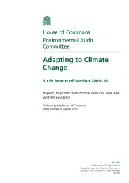 Adapting to climate change (HC 113 of session 2009-10)