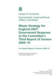 Waste strategy for England 2007 - Government response to the Committee's third report of session 2009–10 (HC 510 of session 2009-10)