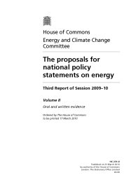 Proposals for national policy statements on energy (HC 231-II of session 2009-10)