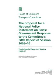 Proposal for a national policy statement on ports - government response to the Committee's fifth report of session 2009-10 (HC 1598 of session 2010-12)