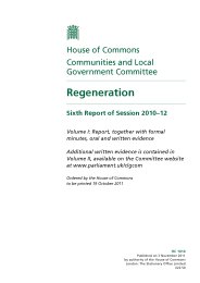 Regeneration (HC 1014 of session 2010-12)