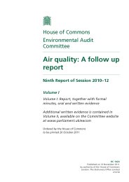 Air quality: a follow up report (HC 1024-I of session 2010-12)