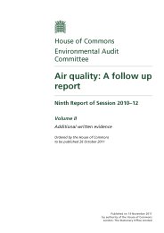 Air quality: a follow up report (HC 1024-II of session 2010-12)