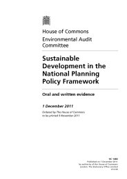 Sustainable development in the national planning policy framework (HC 1480)