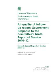 Air quality: a follow up report. Government response to the Committee's ninth report of session 2010–12 (HC 1820 of session 2010-12)