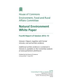 Natural environment white paper (HC 492 of session 2012-13). Volume I - report, together with formal minutes, oral and written evidence