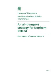Air transport strategy for Northern Ireland (HC 76 of session 2012-13). Report, together with formal minutes, oral and written evidence