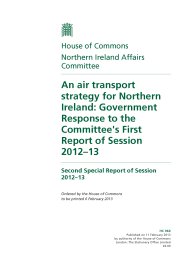 Air transport strategy for Northern Ireland - Government response to the Committee's first report of session 2012-13 (HC 960 of session 2012-13)