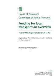 Funding for local transport - an overview (HC 747 of session 2012-13). Report, together with formal minutes, oral and written evidence