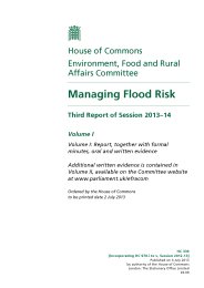 Managing flood risk (HC 330 of session 2013-14). Volume I - report, together with formal minutes, oral and written evidence