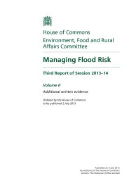 Managing flood risk (HC 330 of session 2013-14). Volume II - additional written evidence