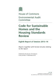 Code for sustainable homes and the housing standards review (HC 192 of session 2013-14). Report, together with formal minutes relating to the report