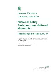 National policy statement on national networks (HC 1135 of session 2013-14). Report, together with formal minutes relating to the report