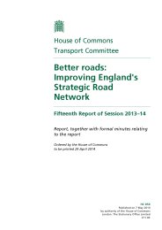 Better roads: Improving England's strategic road network: Fifteenth report of session 2013-14 (HC 850 of session 2013-14). Report, together with formal minutes relating to the report
