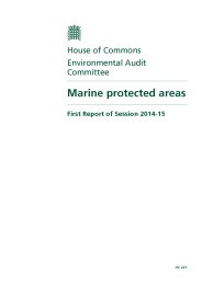 Marine protected areas (HC 221 of session 2014-15). Report, together with formal minutes relating to the report