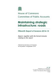 Maintaining strategic infrastructure: roads: Fifteenth report of session 2014-15 (HC 105 of session 2014-15). Report, together with formal minutes relating to the report