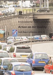 Action on air quality (HC 212 of session 2014-15). Report, together with formal minutes relating to the report