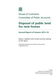 Disposal of public land for new homes (HC 289 of session 2015-16). Report, together with formal minutes relating to the report