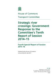 Strategic river crossings - Government response to the Committee's tenth report of session 2014-15 (HC 348 of session 2015-16)