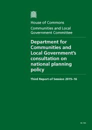 Department for Communities and Local Government's consultation on national planning policy (HC 703 of session 2015-16). Report, together with formal minutes relating to the report