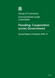 Flooding: cooperation across government (HC 183 of session 2016-17). Report, together with formal minutes relating to the report