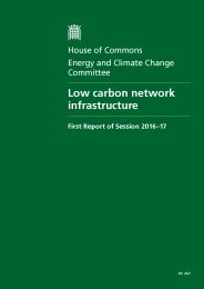Low carbon network infrastructure (HC 267 of session 2016-17). Report, together with formal minutes relating to the report