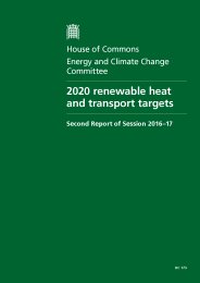 2020 renewable heat and transport targets (HC 173 of session 2016-17). Report, together with formal minutes relating to the report