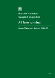 All lane running: Second report of session 2016-17 (HC 63 of session 2016-17). Report, together with an annex and formal minutes relating to the report