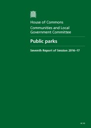 Public parks (HC 45 of session 2016-17). Report, together with formal minutes relating to the report