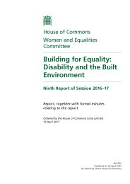 Building for equality: disability and the built environment (HC 631 of session 2016-17). Report, together with formal minutes relating to the report