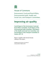 Improving air quality (HC 433 of session 2017-19). Report, together with formal minutes relating to the report