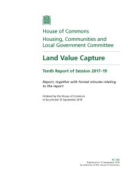 Land value capture (HC 766 of session 2017-19). Report, together with formal minutes relating to the report