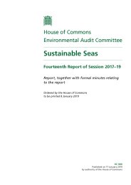 Sustainable seas (HC 980 of session 2017-19). Report, together with formal minutes relating to the report