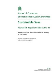 Sustainable seas (HC 980 of session 2017-19). Report, together with formal minutes relating to the report