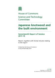 Japanese knotweed and the built environment (HC 1702 of session 2017-19). Report, together with formal minutes relating to the report
