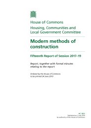 Modern methods of construction (HC 1831 of session 2017-19). Report, together with formal minutes relating to the report