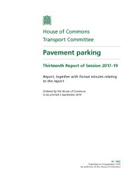 Pavement parking: Thirteenth report of session 2017-19 (HC 1982 of session 2017-19). Report, together with formal minutes relating to the report