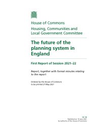 Future of the planning system in England (HC 38 of session 2021-22). Report, together with formal minutes relating to the report
